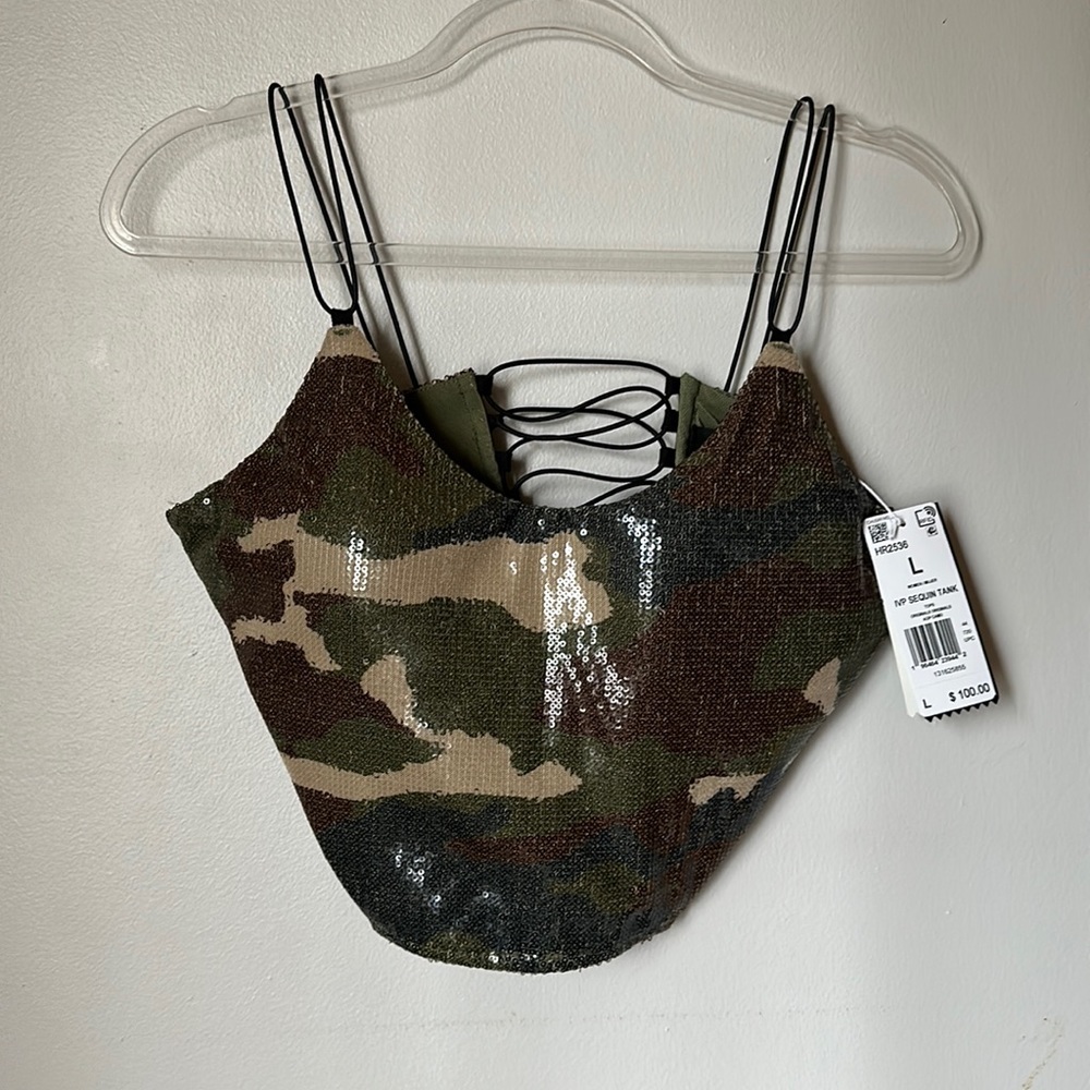 Ivy park Trail Camo sequins top Nwt Beyoncé